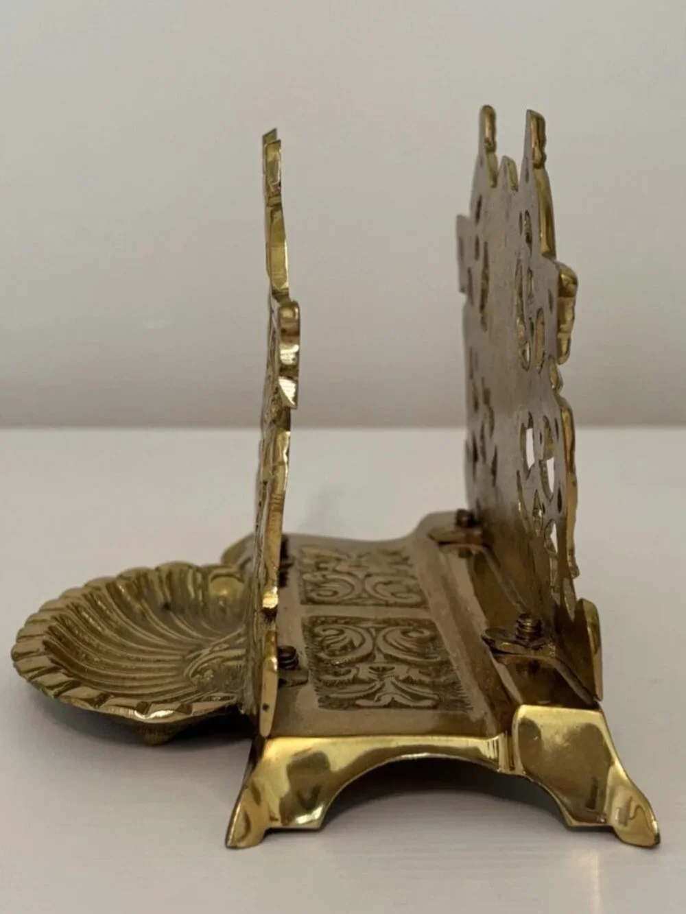 Maitland Smith Ornate Brass Letter or Napkin Holder Hand Made In India